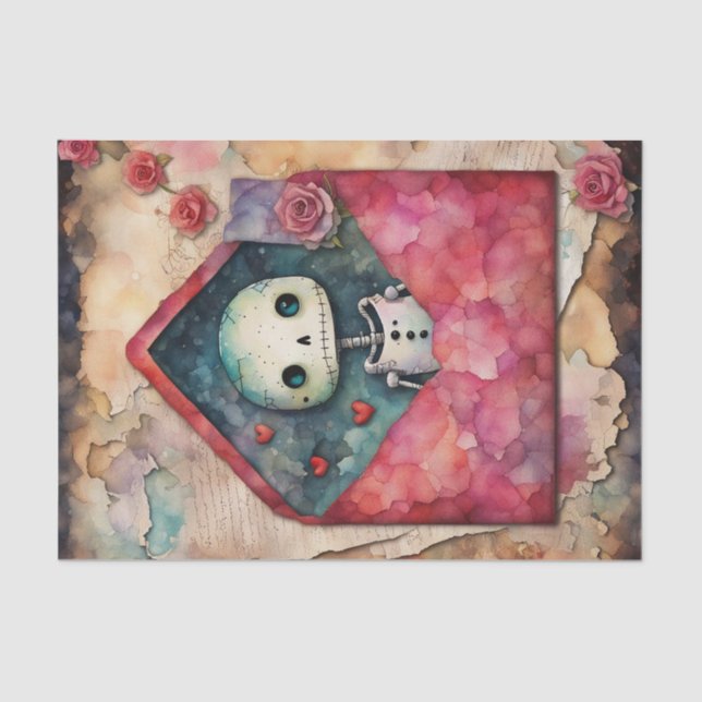 Papel De Seda Dia de os namorados Robot Decoupage Paper (Frente )