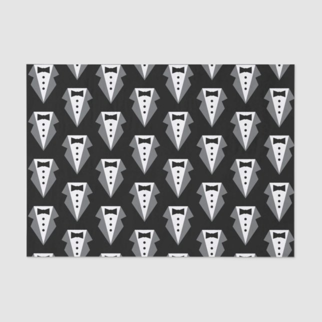 Papel De Seda Dia de os pais Preto Tuxedo (Frente )
