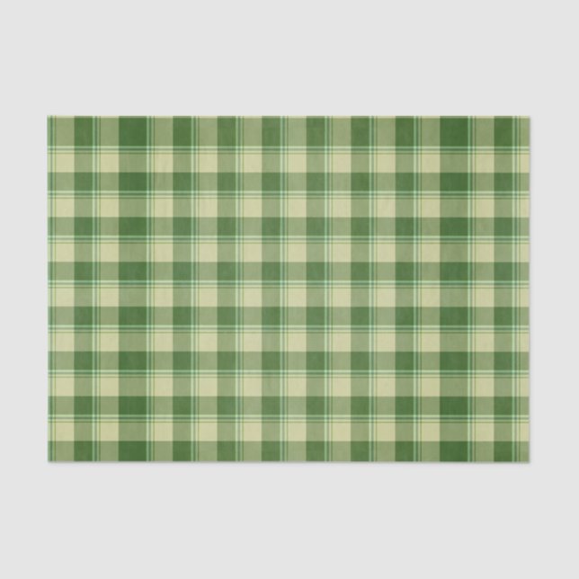 Papel De Seda Dia de Santa Xadrez Verde (Frente )