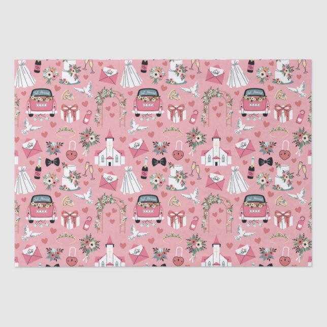 Papel De Seda Dia do Casamento em Rosa (Frente )