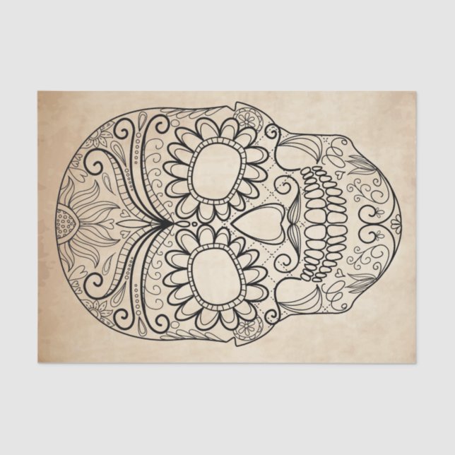 Papel De Seda Dia do crânio sujo inoperante (Frente )