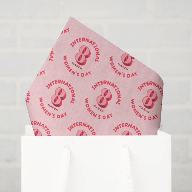 Papel De Seda Dia Internacional da Mulher Rosa, 8 de março (Sacola de presentes)