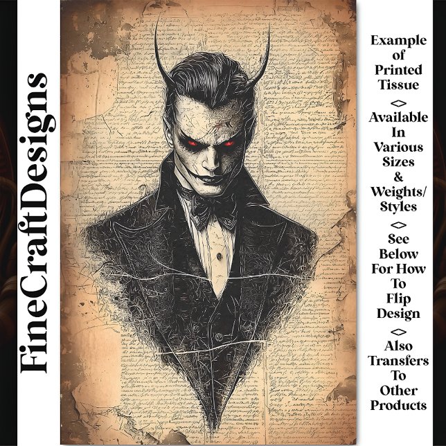 Papel De Seda Diabo Gótico Vitoriano Com Olhos Vermelhos Descama (Criador carregado)