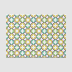 Papel De Seda Diamante retrô em padrão circular Azul Dourado