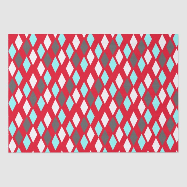 Papel De Seda Diamantes Atômicos do Século médio em Vermelho (Frente )