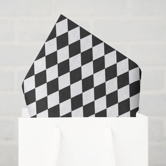 Papel De Seda Diamantes Harlequin Preto e Branco (Sacola de presentes)
