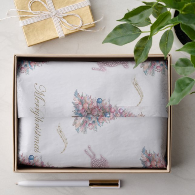 Papel De Seda Diamond Reindeer Pink Pastel Christmas (Presente)