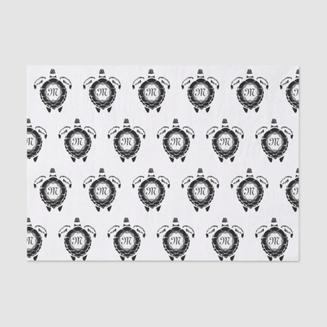 Papel De Seda Diamond Turtle Shelback Monograma (Frente )