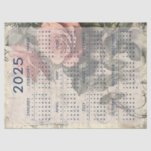 Papel De Seda Diário Vintage Floral Lixo 2025