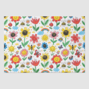 Papel De Seda Dias felizes - Flor e Padrão de Amigos alegres