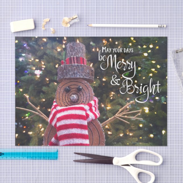 Papel De Seda Dias sejam Felizes e Bright Rustic Log Snowman Cut (Arte )