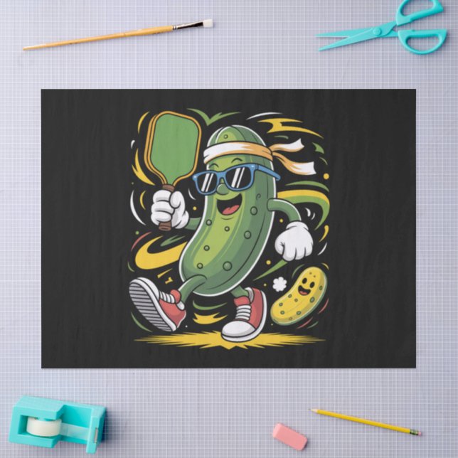 Papel De Seda Dill Pickle Jogando Pickleball (Arte )