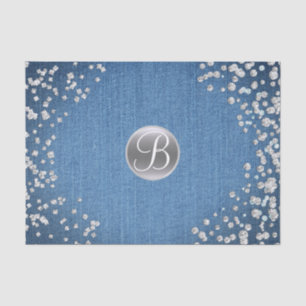 Papel De Seda Dim Diamantes Sparkle Bling Monograma Inicial