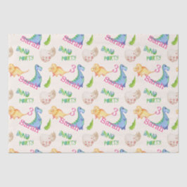 Papel De Seda Dino Party Dinossaur Birthday Girl Name & Age