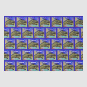 Papel De Seda Dino T-Rex Dinossaur   Fundo colorido em azul