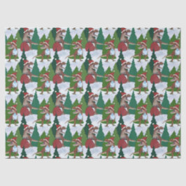 Papel De Seda Dinosaur Christmas T-Rex Santa