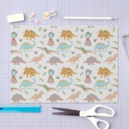 Papel De Seda Dinosaurs Kids Hand Drawn Boho Dinosaur Pattern