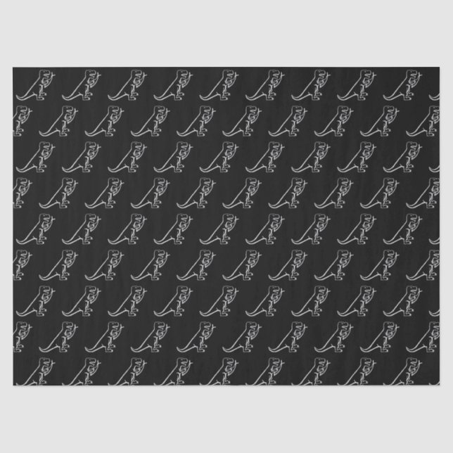 Papel De Seda Dinossauro Comendo Peixe (Frente )