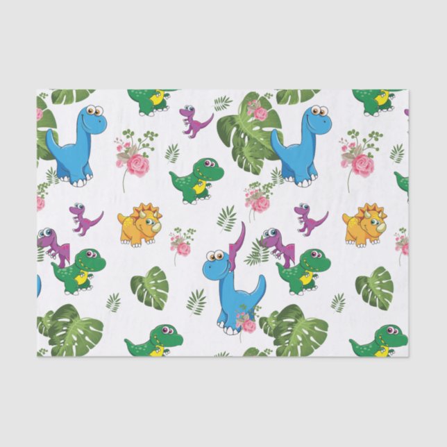 Papel De Seda Dinossauro engraçado, folhas (Frente )