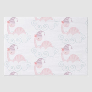 Papel De Seda Dinossauro Rosa Dormindo