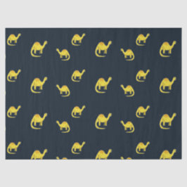 Papel De Seda Dinossauros amarelos em azul