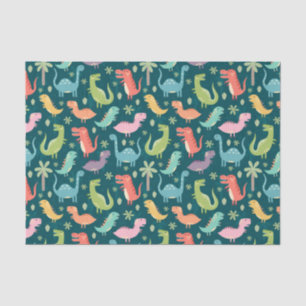 Papel De Seda Dinossauros Coloridos Bonitos à Noite