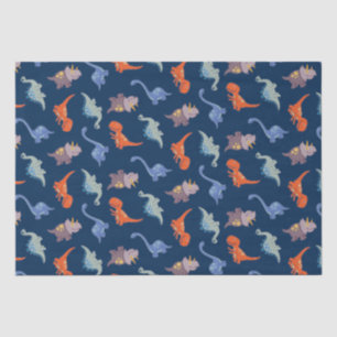 Papel De Seda Dinossauros divertidos no Marinho Azul
