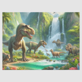 Papel De Seda Dinossauros na Criança da Selva