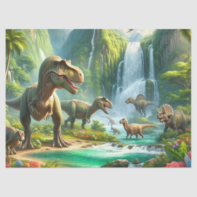 Papel De Seda Dinossauros na Criança da Selva (Frente )