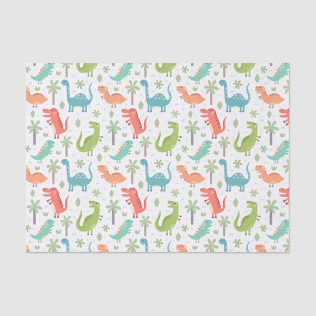 Papel De Seda Dinossauros Palmeiras Dinossauros Crianças (Frente )