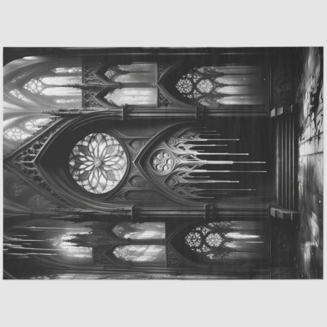 Papel De Seda Disco Gótico: Decoupage da Catedral Negra e Branca (Frente )