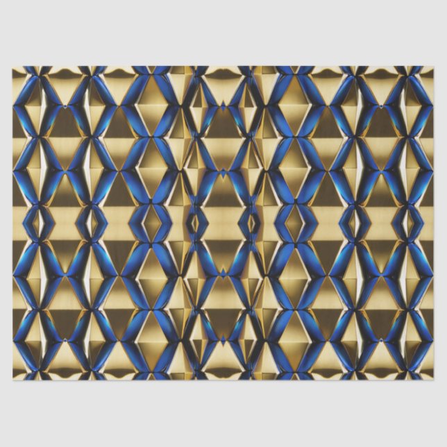 Papel De Seda Discussão de Padrão Moderno Dourado e Sapphire (Frente )