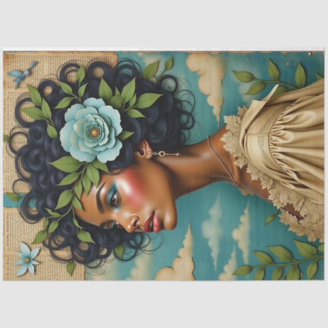 Papel De Seda Discussão Mista da Mulher Africana Americana (Frente )