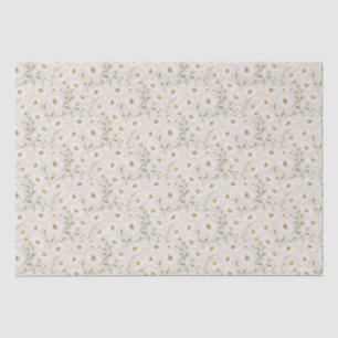 Papel De Seda Disies (Amêndoa) - Padrão Floral de Aquarela