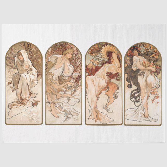Papel De Seda Dissociação Alphonse Mucha Art Nouveau Seasons (Frente )