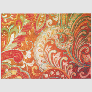 Papel De Seda Dissociação Brocade Amarelo-Laranja Vermelho
