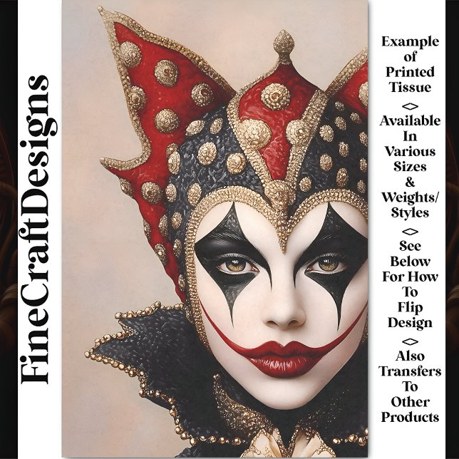 Papel De Seda Dissociação BU1 Do Harlequin Red, Dourada E Branca (Criador carregado)