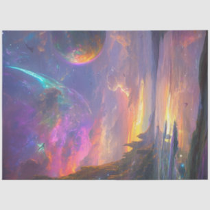 Papel De Seda Dissociação Céu Fantástico Matizes Azul Roxo Rosa