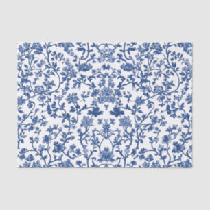 Papel De Seda Dissociação Chinoiserie Blue Floral