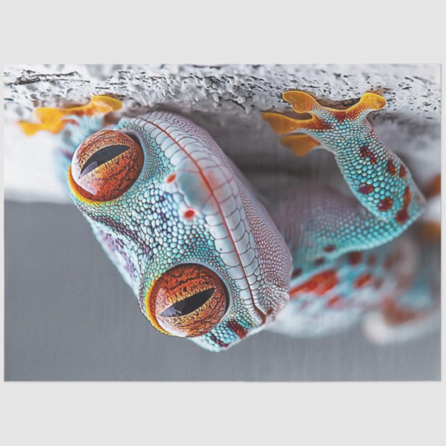 Papel De Seda Dissociação Colorida Gecko Lizard Dizendo Olá (Frente )