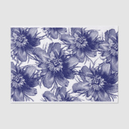 Papel De Seda dissociação da arte da linha de flores azuis em gr