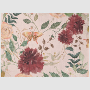 Papel De Seda Dissociação da Borboleta Floral de Cottagecore Bur