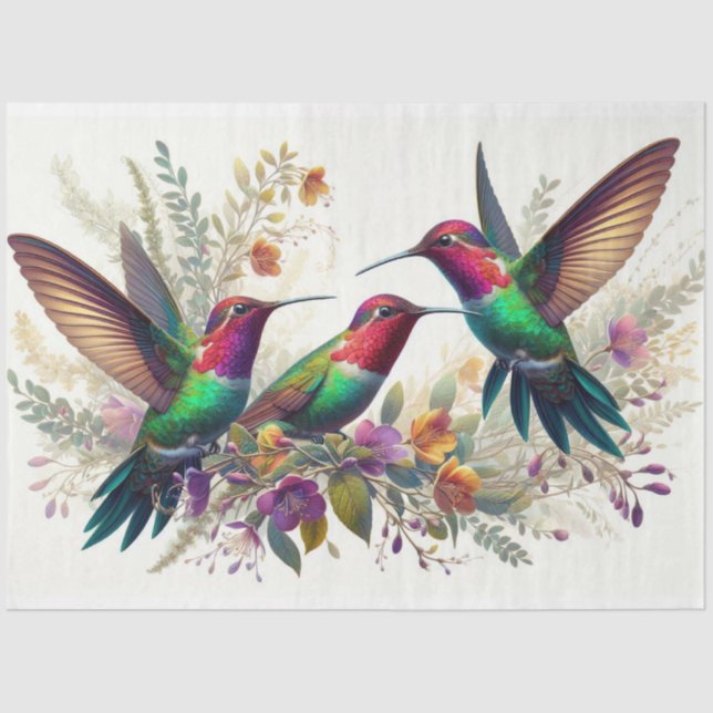 Papel De Seda Dissociação da Fauna Floral Hummingbird (Frente )