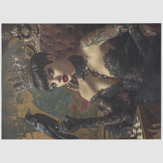 Papel De Seda Dissociação da Rainha Gótica de Royalties a Preto (Frente )