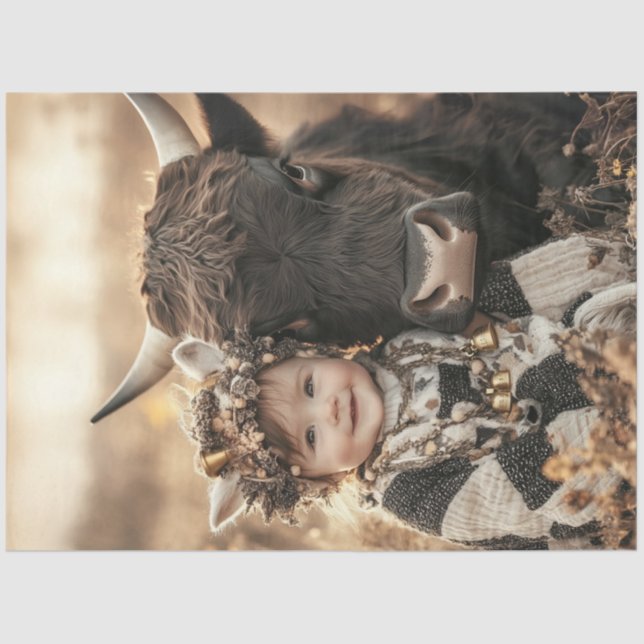 Papel De Seda Dissociação da Vaca do Planalto Infantil no Campo (Frente )