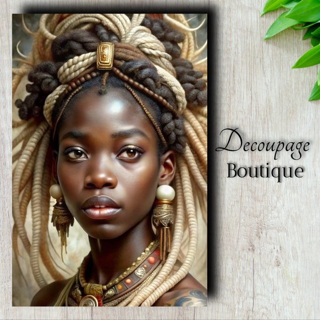 Papel De Seda Dissociação de Arte Negada do Estilo Regal da Rain (African Queen Art Decoupage Tissue Paper)