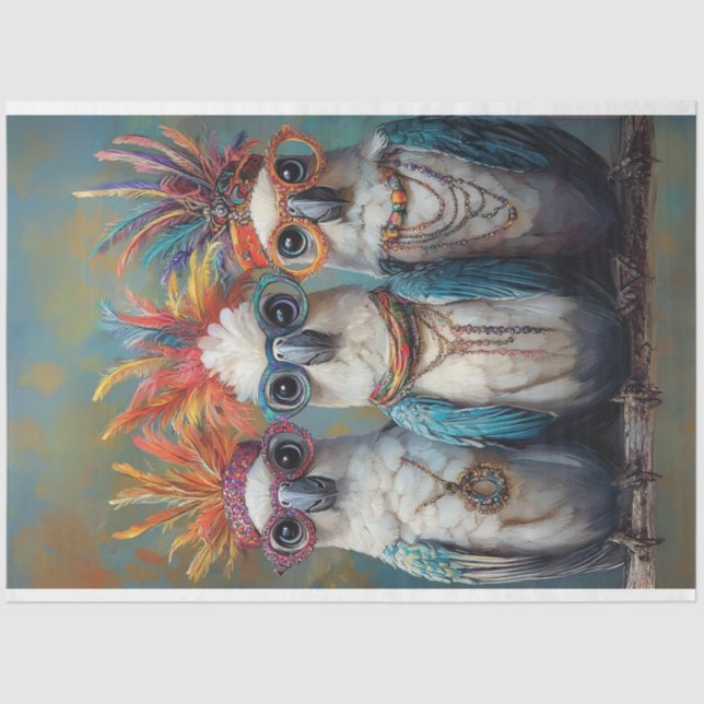 Papel De Seda Dissociação de Aves de Cockatoas Vibrantes Canas C (Frente )