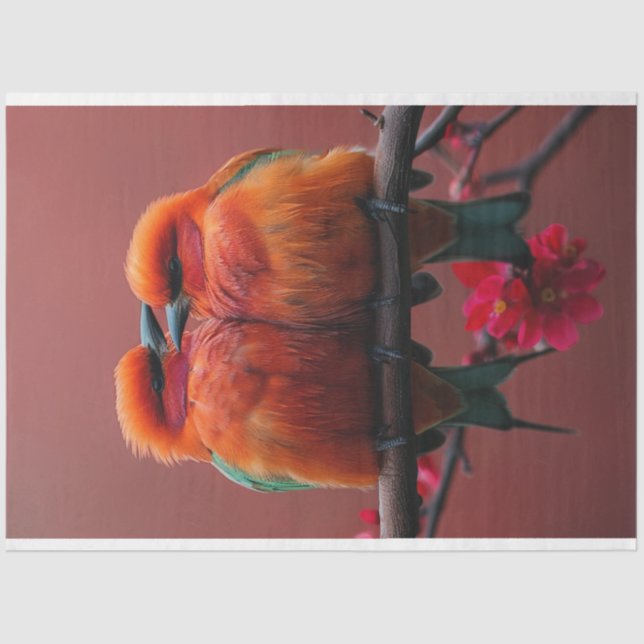 Papel De Seda Dissociação de Aves Vibrantes Vibrantes Coloridas (Frente )