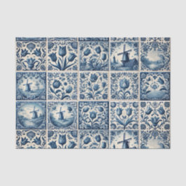 Papel De Seda Dissociação de Azulejos Azul e Branco Delft