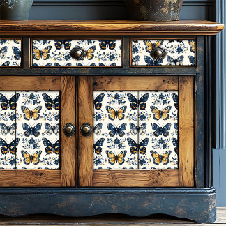 Papel De Seda Dissociação de Borboleta Floral Azul Boho